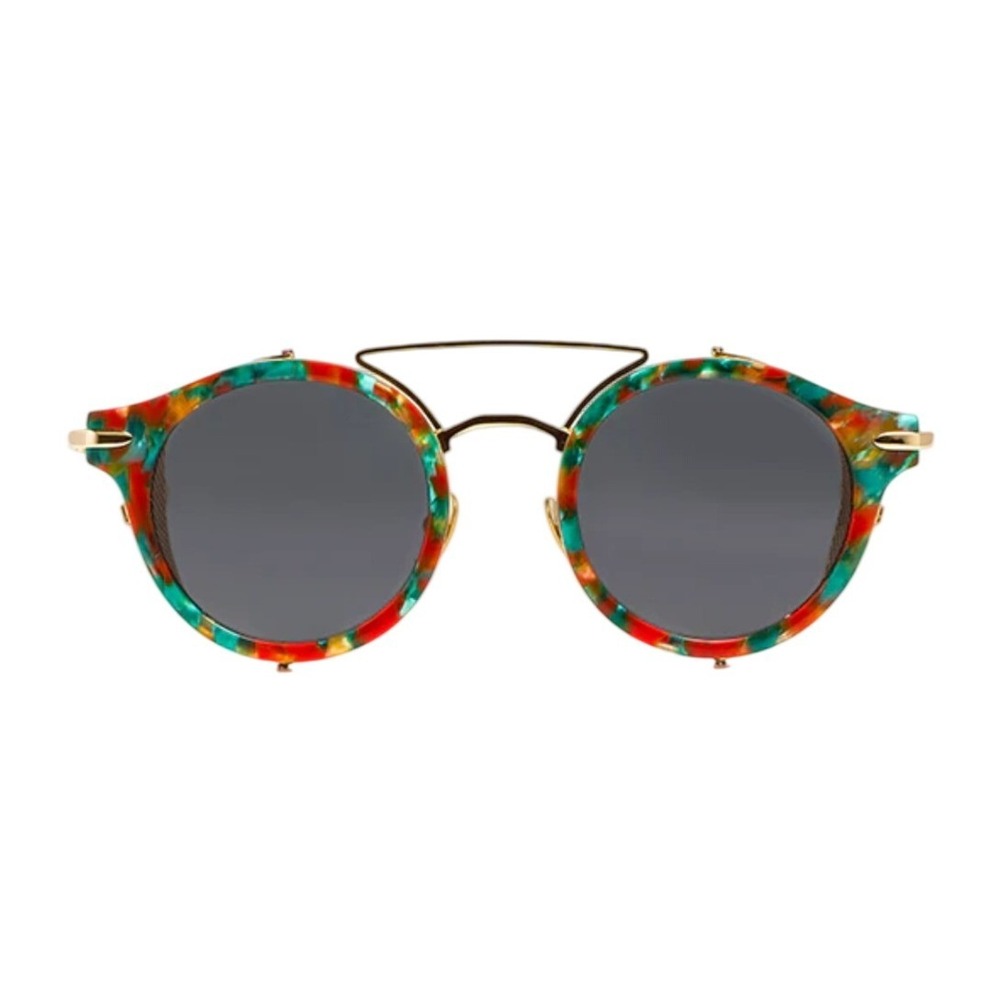 HADID Jetsetter Sunglasses Multicolor Round Mesh Side Shield Gold Case EXCELLENT